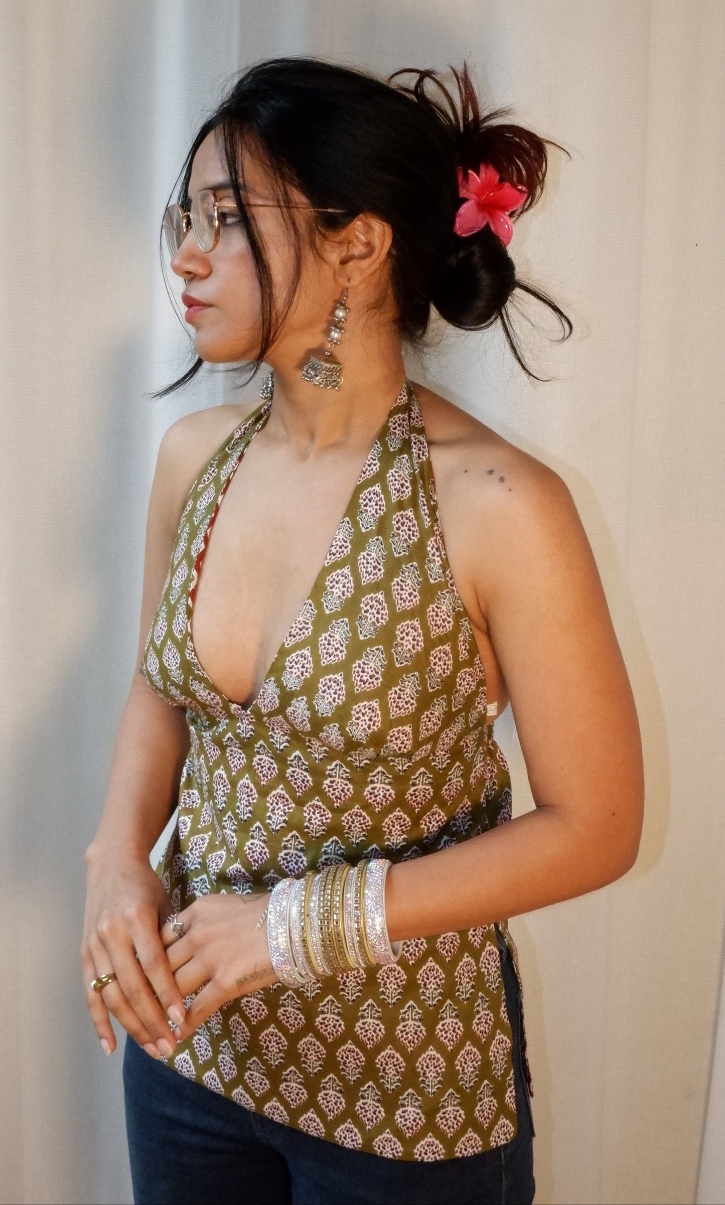 Boho bloom Y2K halter top