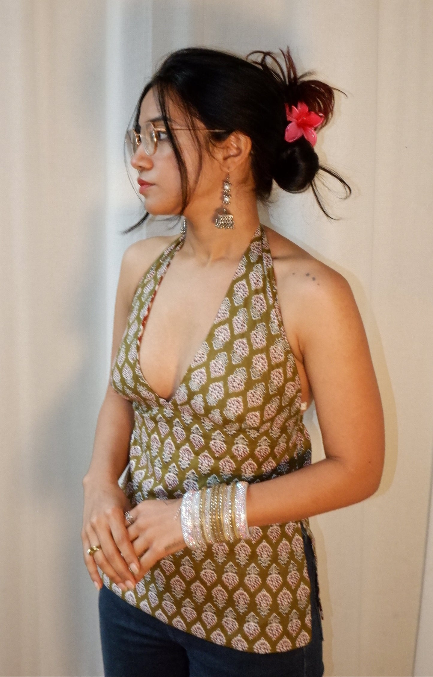 Boho bloom Y2K halter top