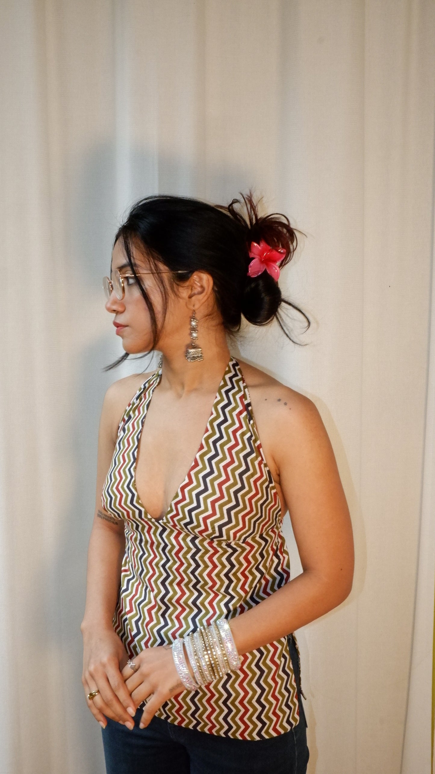 Boho bloom Y2K halter top