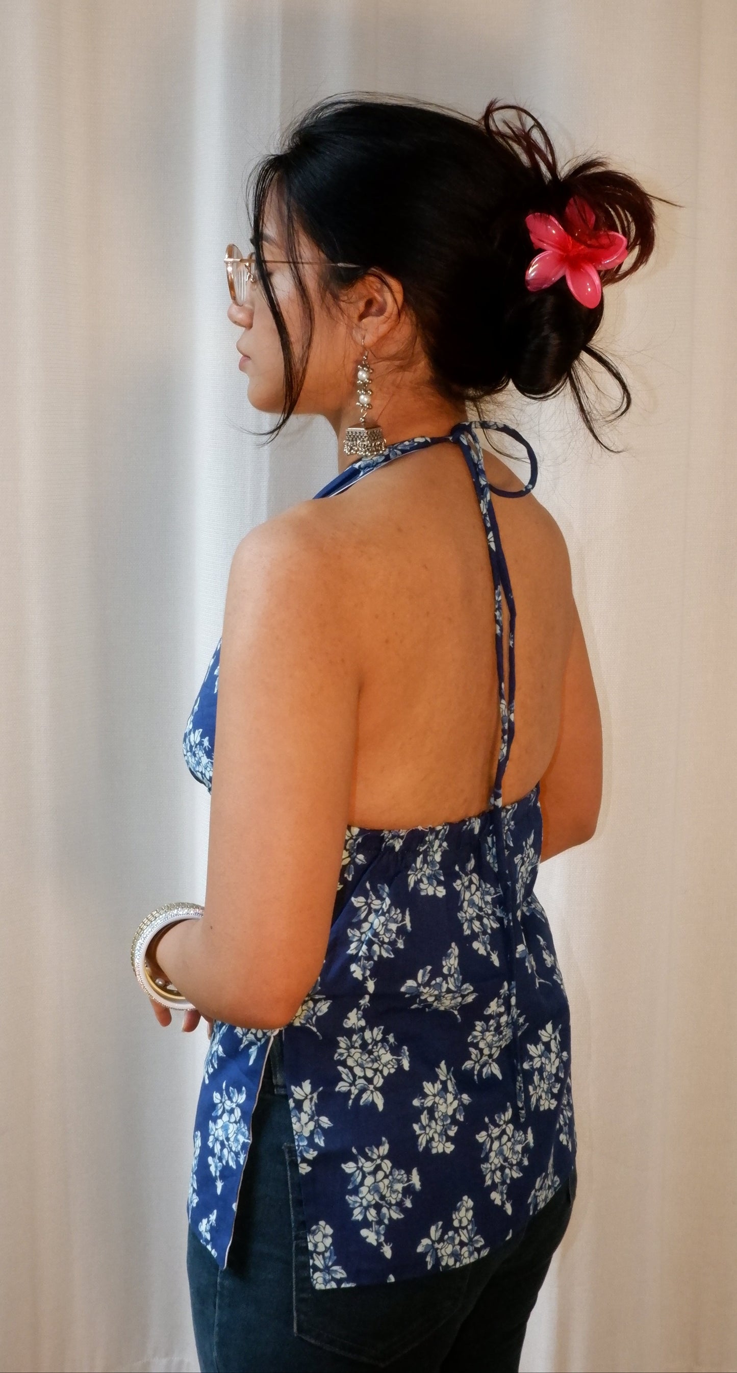 Blueberry Bloom Y2K halter top