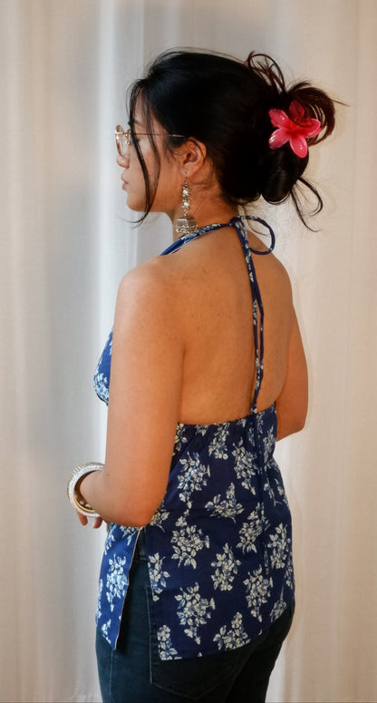 Blueberry Bloom Y2K halter top