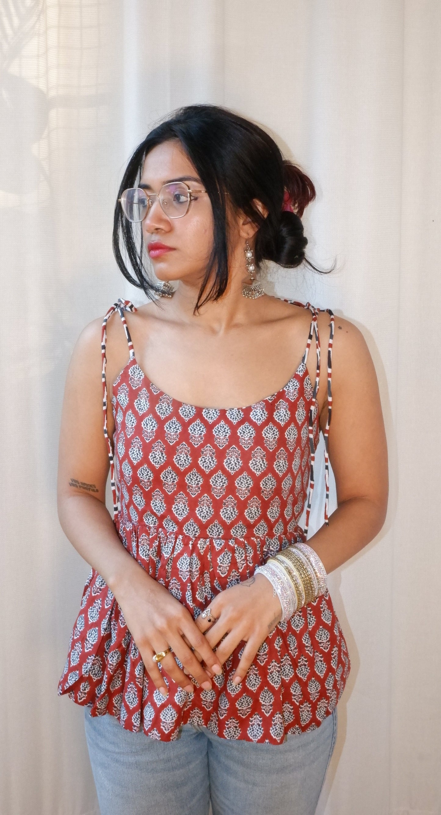 Terracotta Tale Reversible Ruffle top