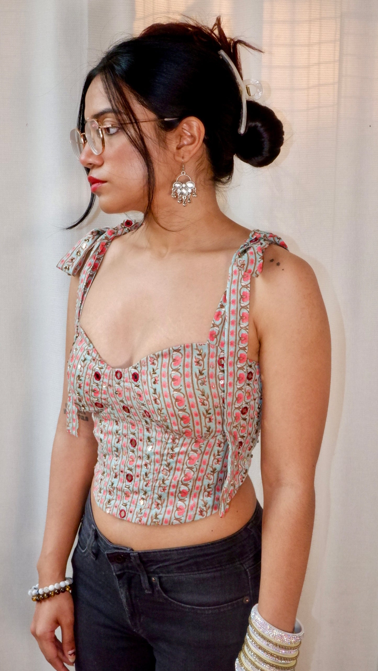 Bubblegum Embroidered corset top