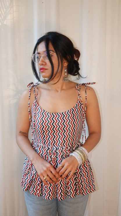 Terracotta Tale Reversible Ruffle top