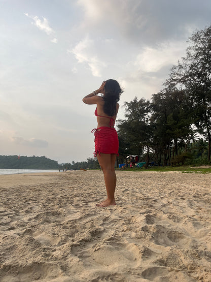 Crimson 3pc Bikini set