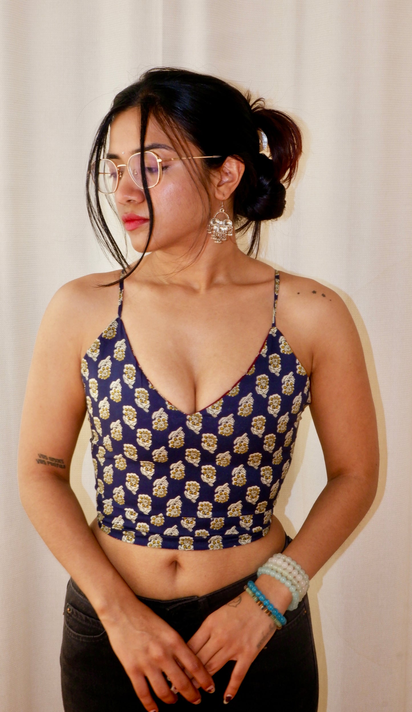 Blue&Purple Backless Crop Top