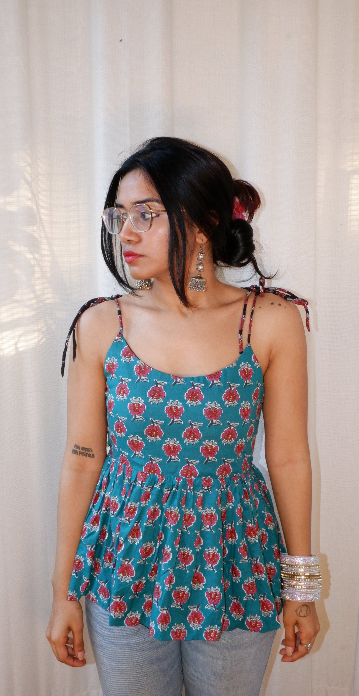 Moonlit Petals Reversible Ruffle top