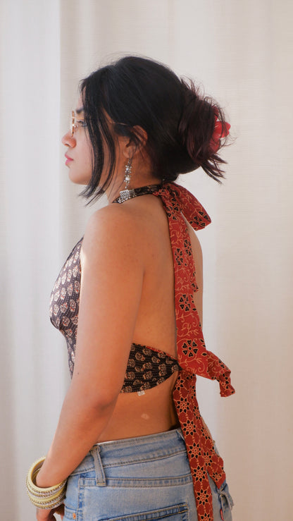 Midnight Ember Reversible Halter Top