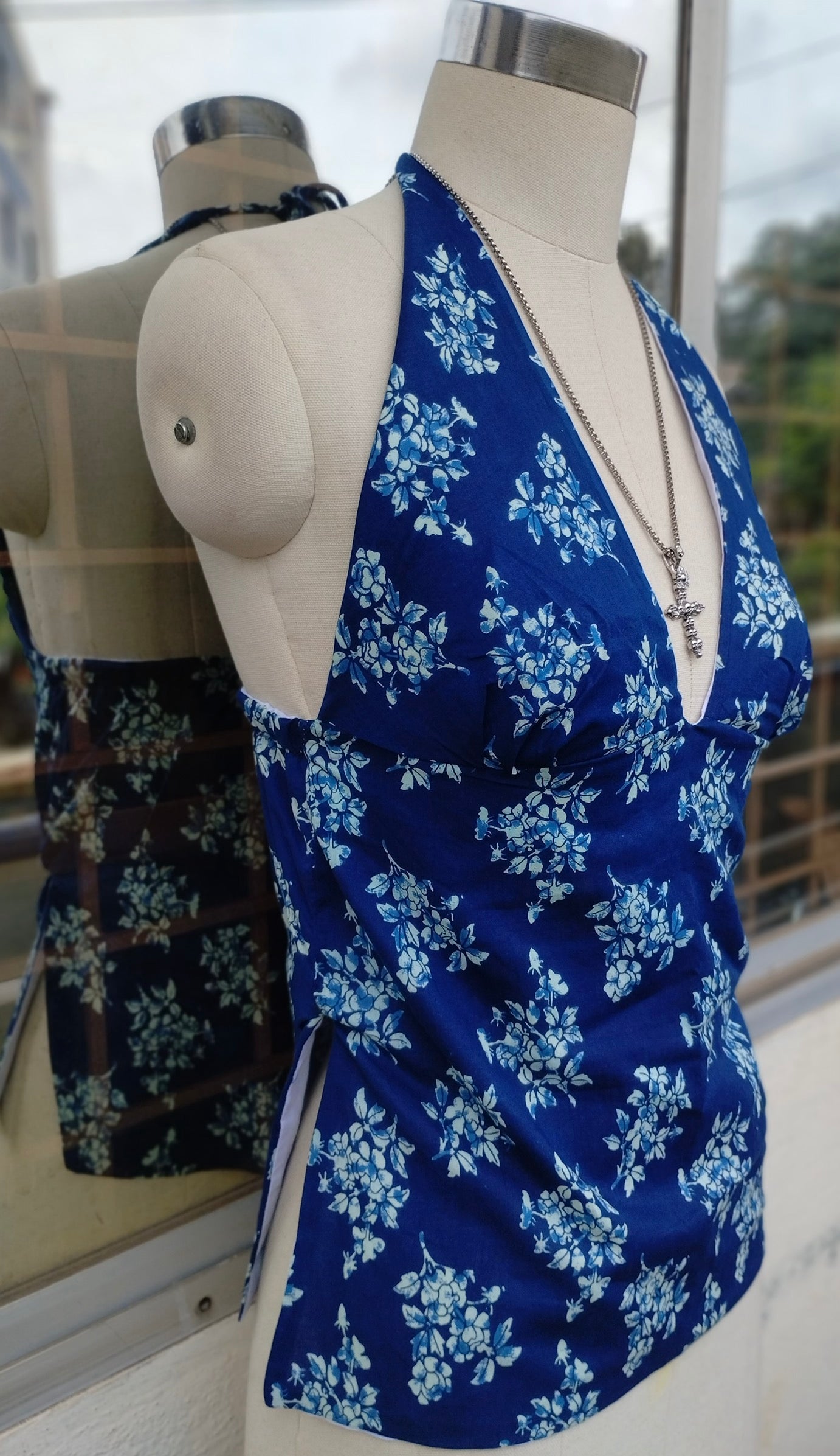 Blueberry Bloom Y2K halter top
