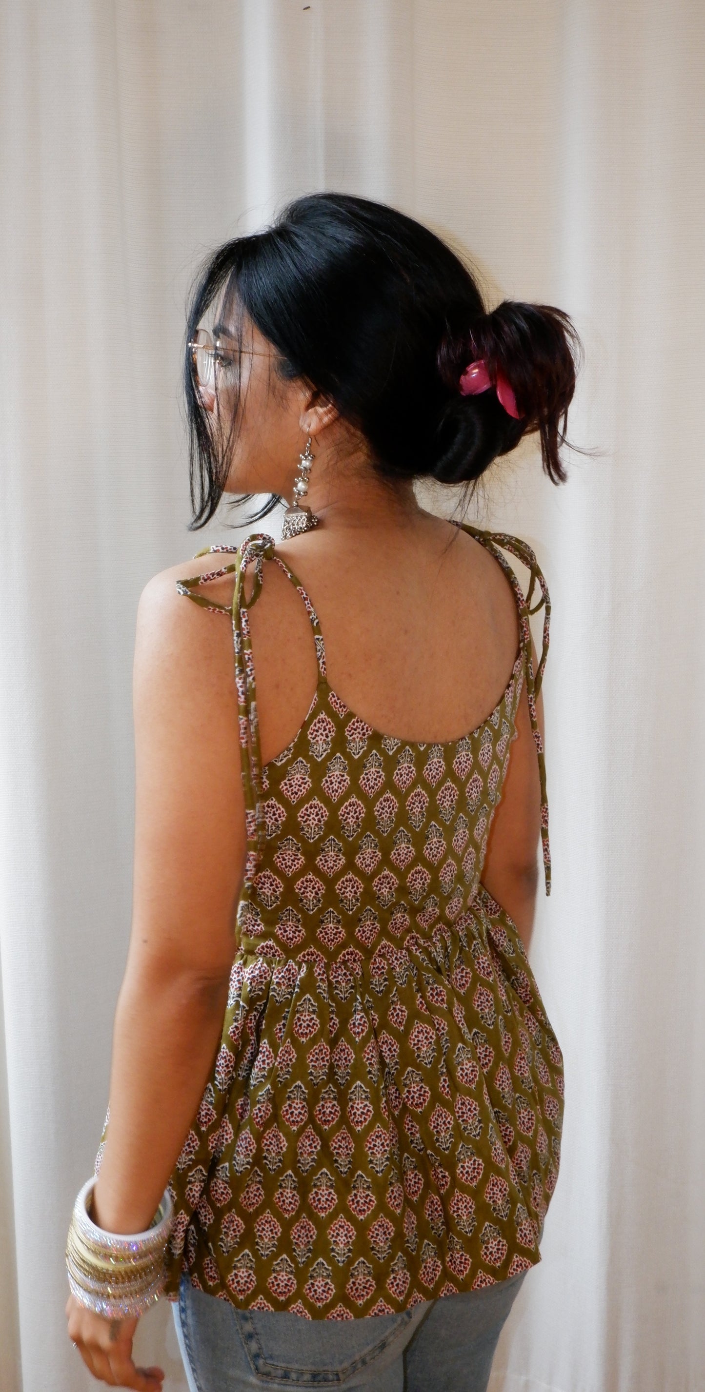 Boho Bloom Reversible Ruffle top