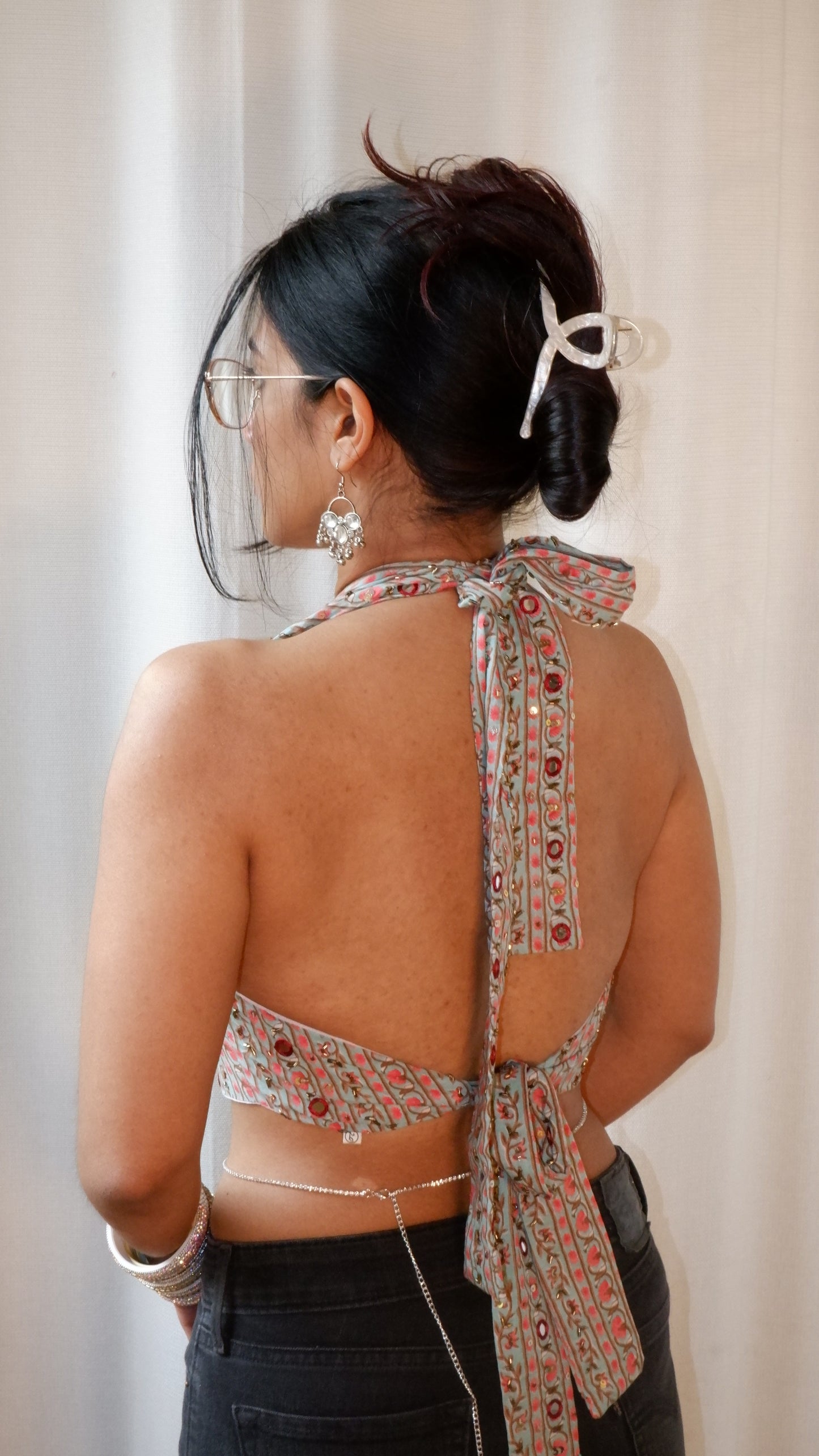 Bubblegum Embroidered Halter Top