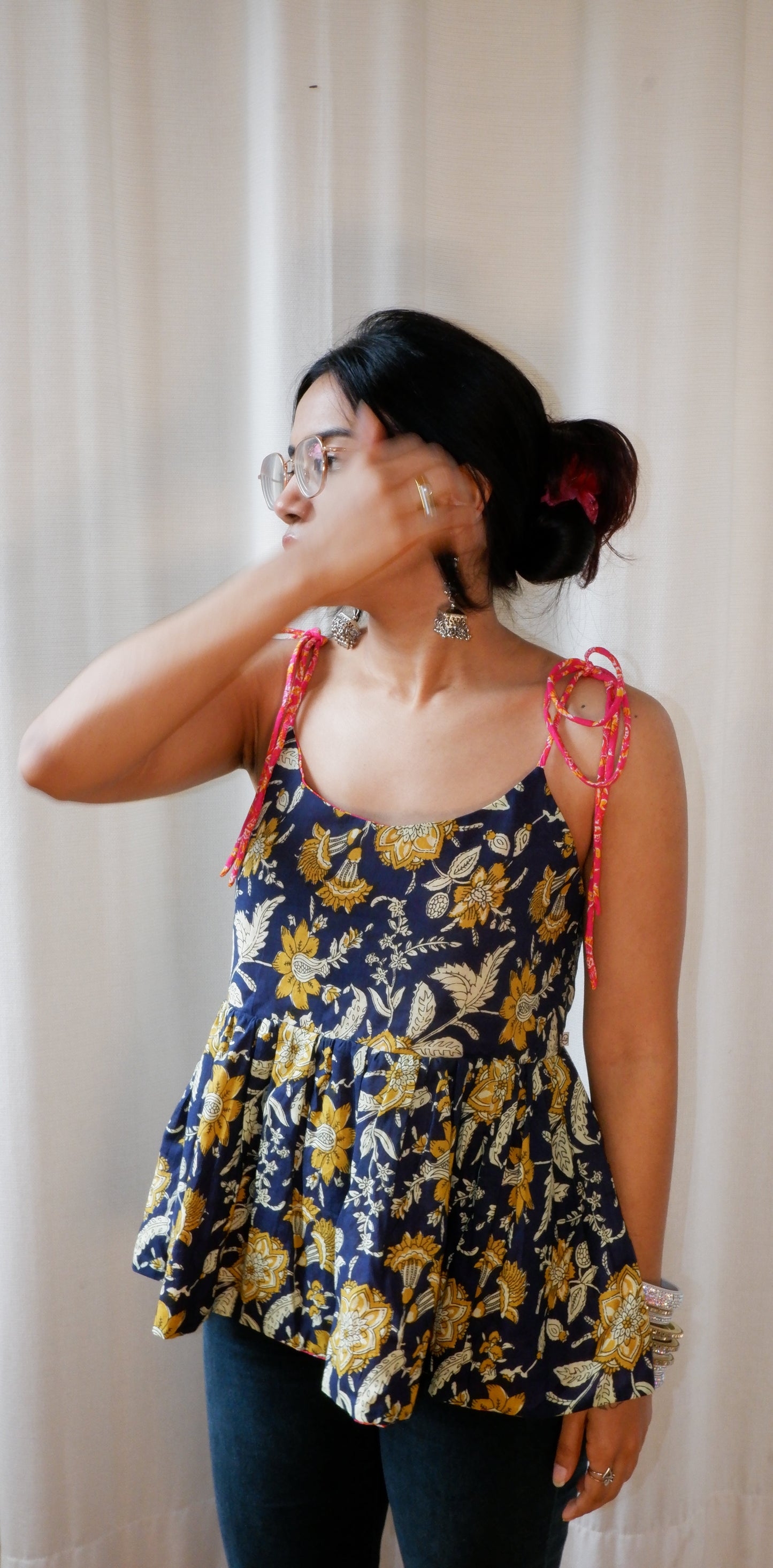 Rose AfterDark Reversible Ruffle top