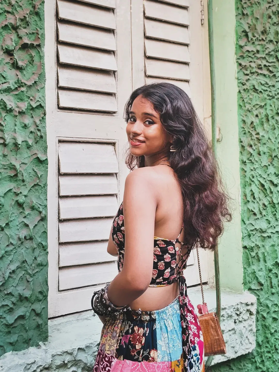 Mustard Noir Backless Crop Top