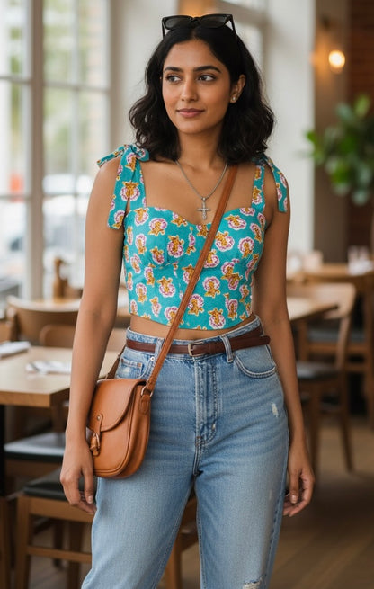 Spring sky corset top