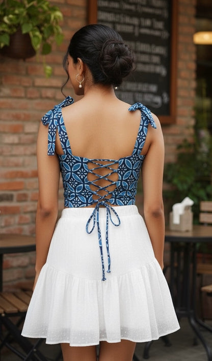 Indigo Floret corset top