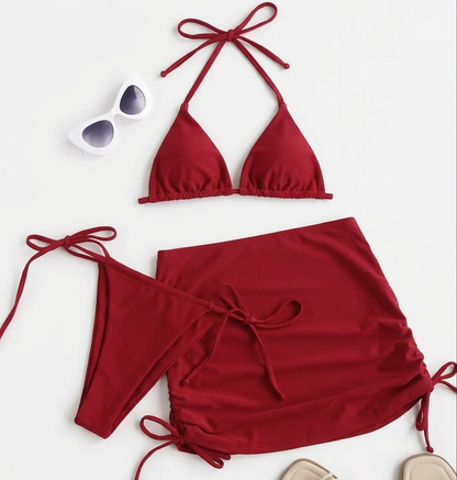 Crimson 3pc Bikini set