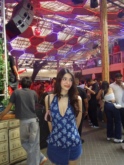 Blueberry Bloom Y2K halter top