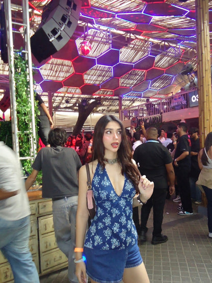 Blueberry Bloom Y2K halter top