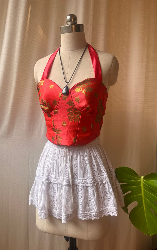 Pink Brocade Reversible Halter Top