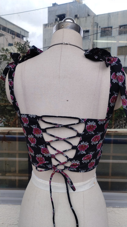 Black Floral corset top