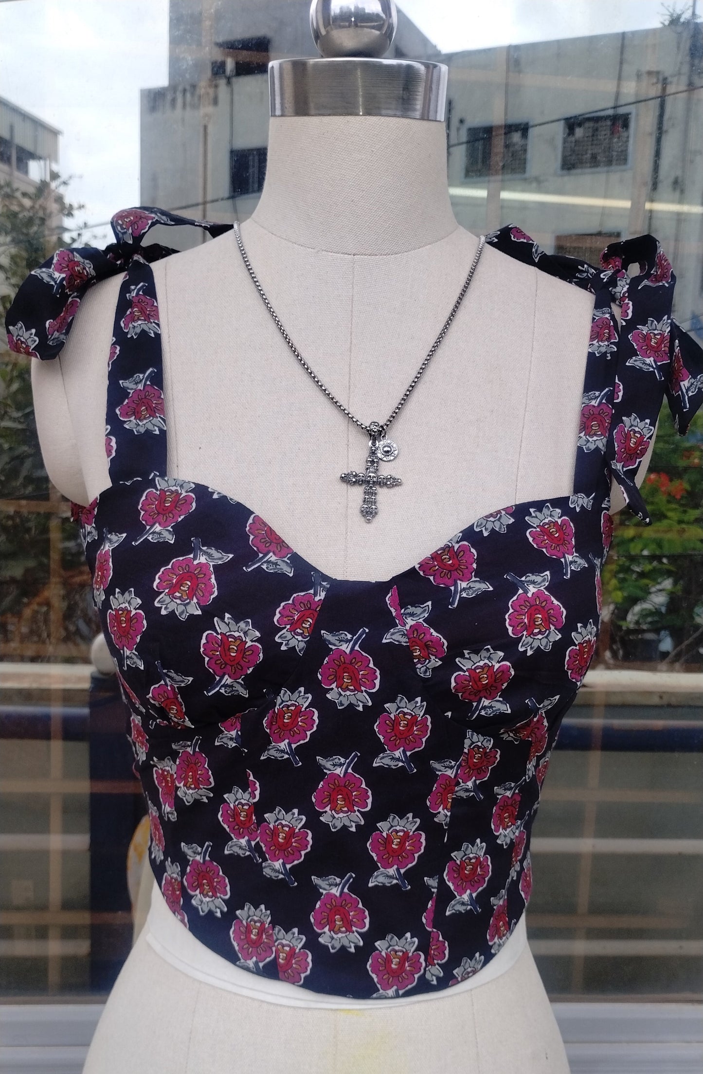 Black Floral corset top