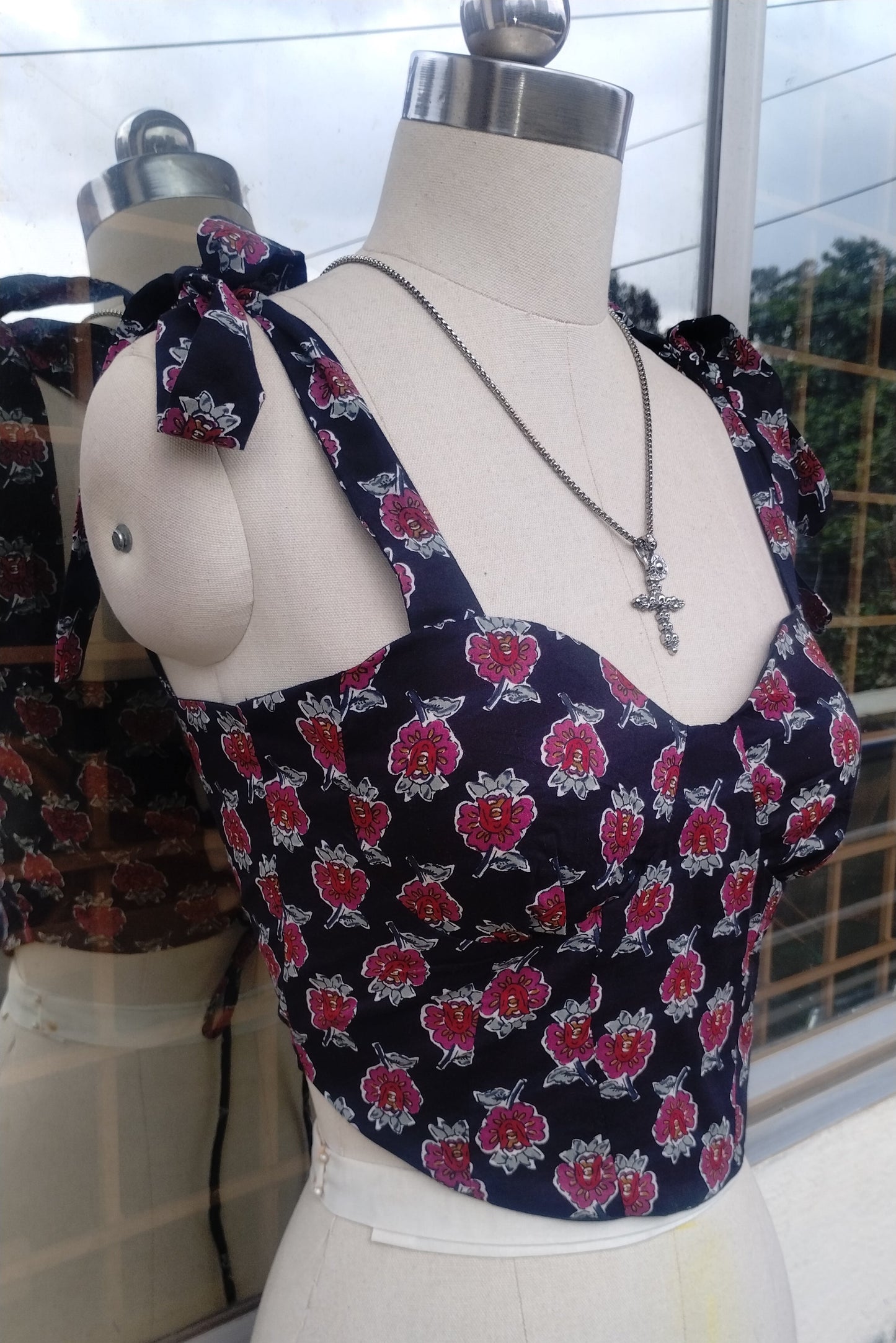 Black Floral corset top