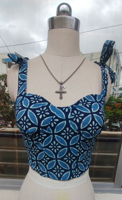 Indigo Floret corset top