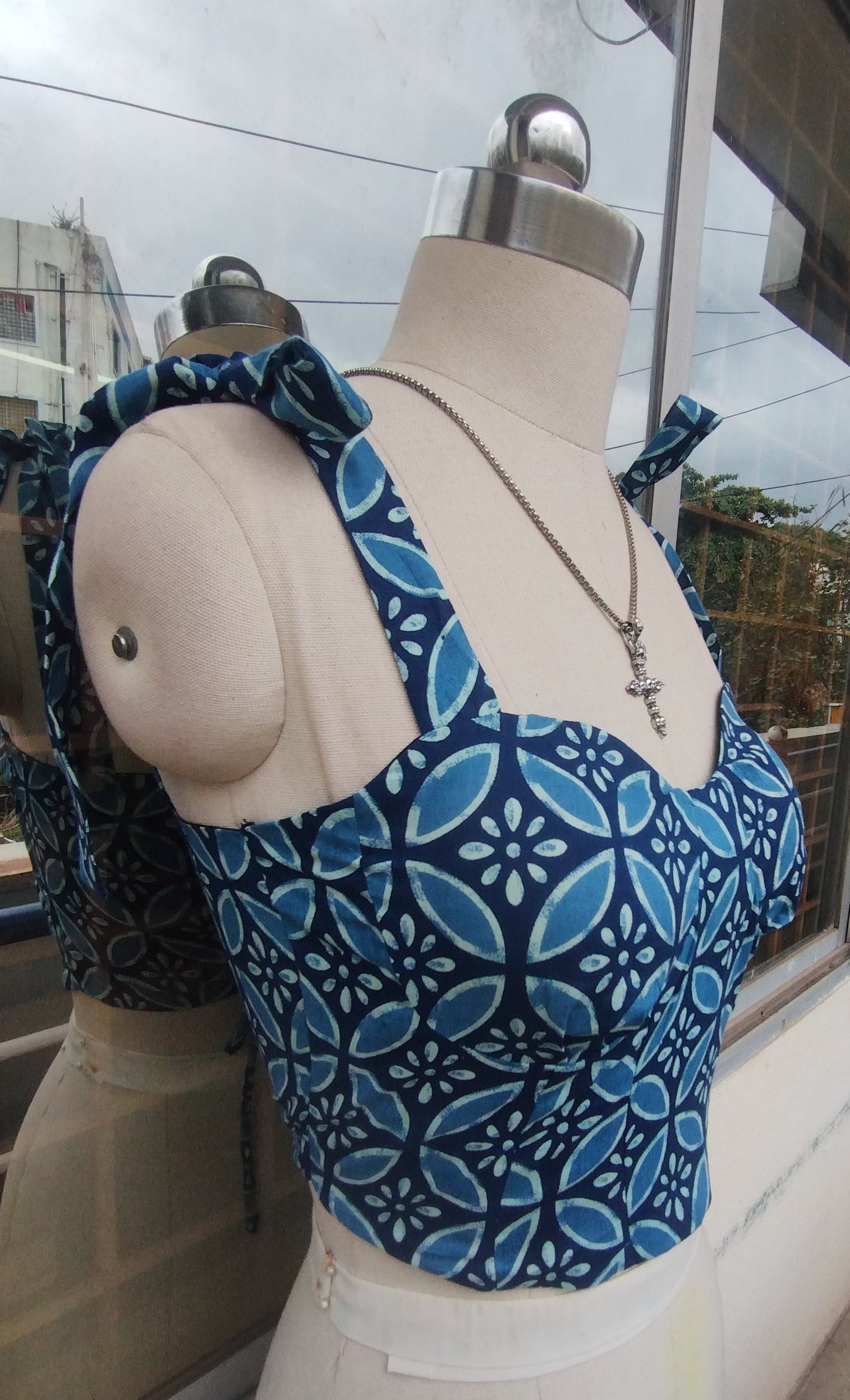 Indigo Floret corset top