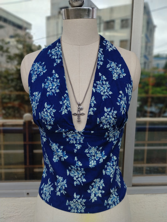 Indigo collage GEET Halter Top