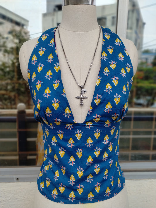 Botanical Blue GEET Halter Top