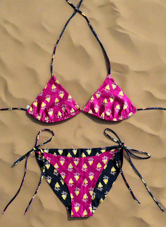 Pink Venom Reversible Bikini Top and Bottom