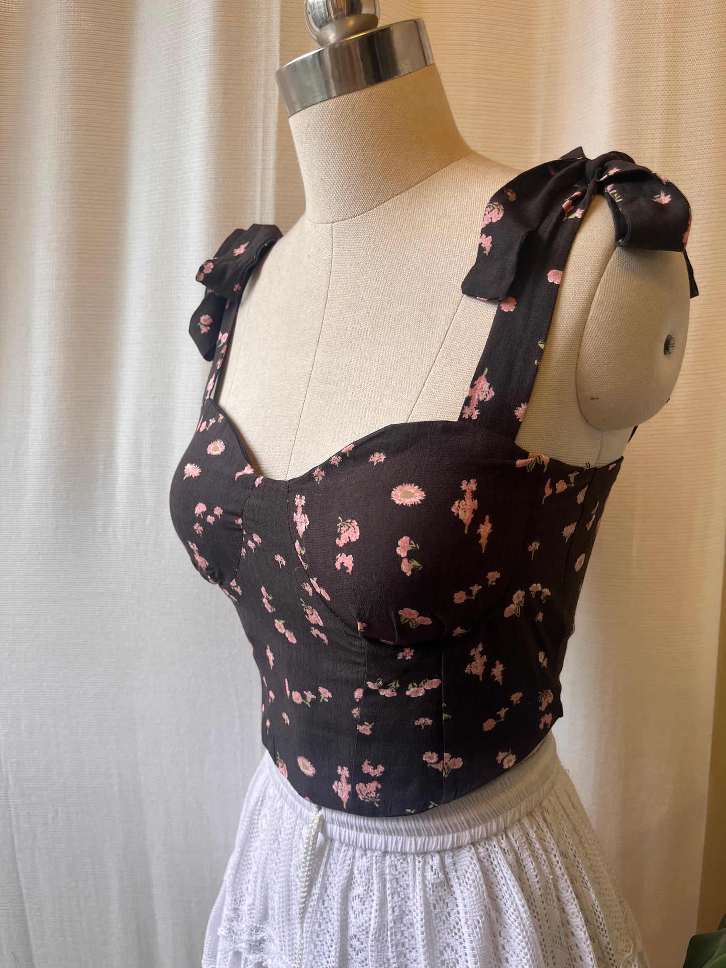 Black floral Corset Top