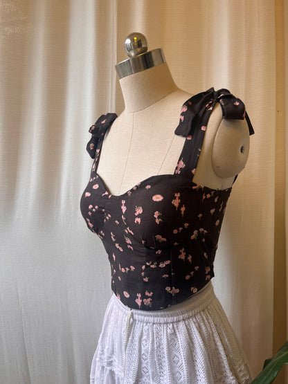 Black floral Corset Top