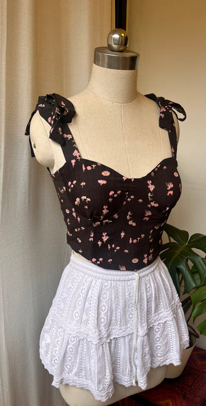 Black floral Corset Top