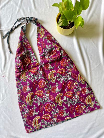 Dark botanical Y2K halter top