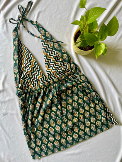 Olive ripple Y2K halter top
