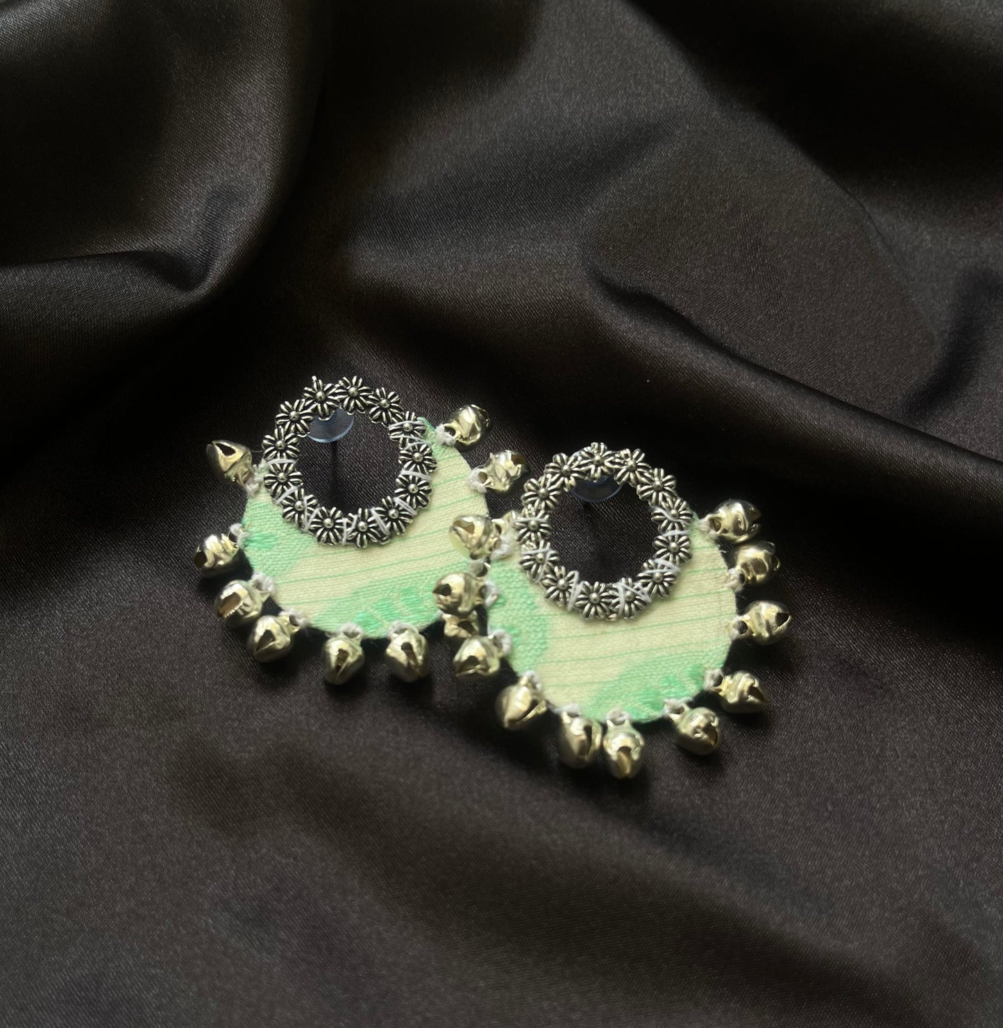 Green Brocade Hoops