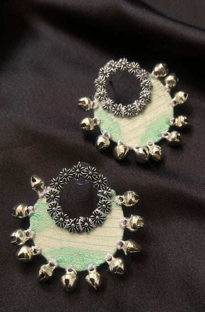 Green Brocade Hoops