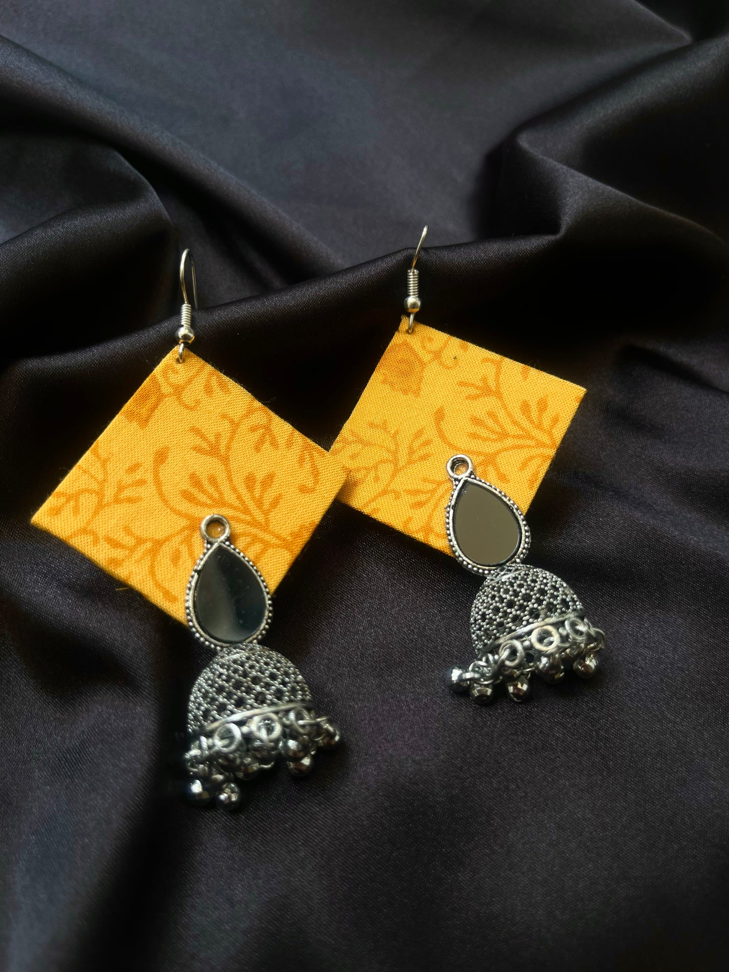 Mustard Yellow Diamond Jhumkas