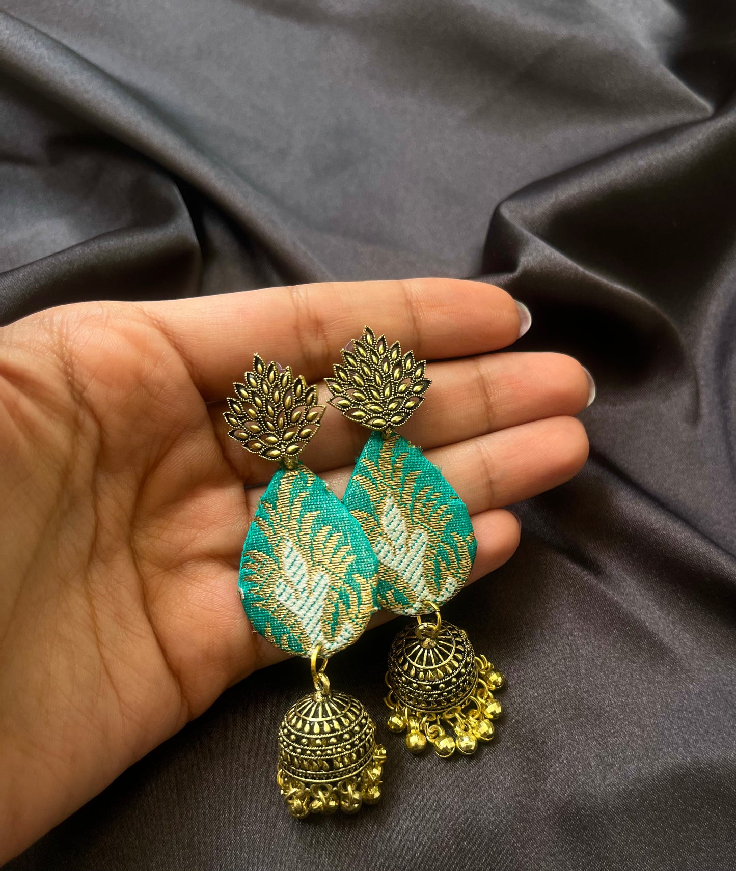 Green Brocade Jhumka