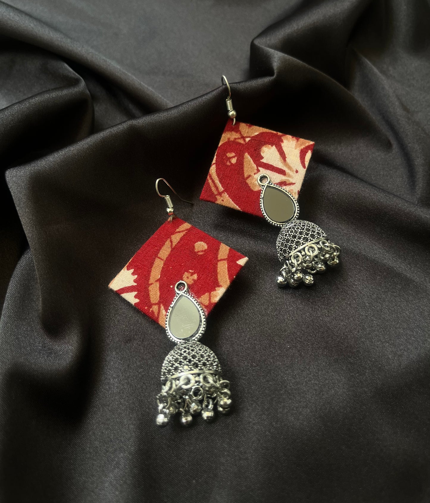 Red kalamkari Jhumkas