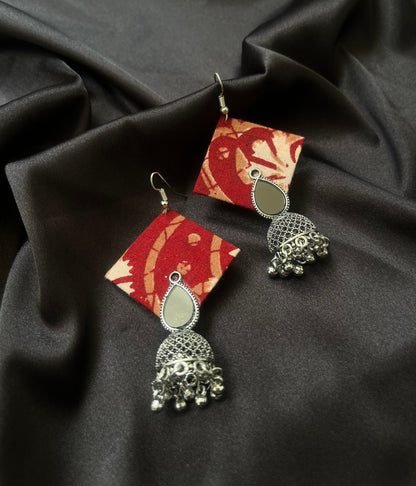 Red kalamkari Jhumkas