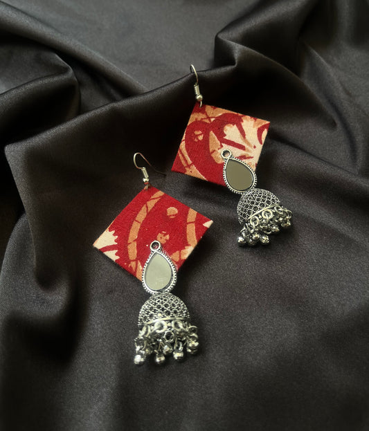 Red kalamkari Jhumkas