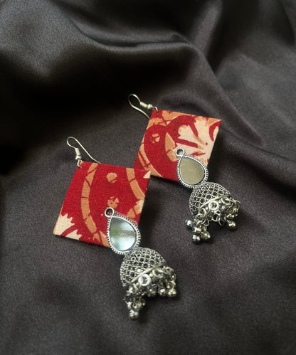 Red kalamkari Jhumkas