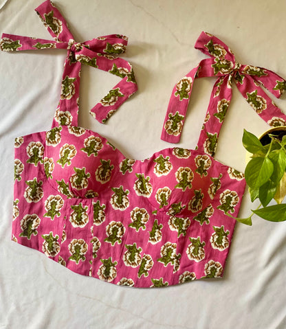 Pink flush corset top