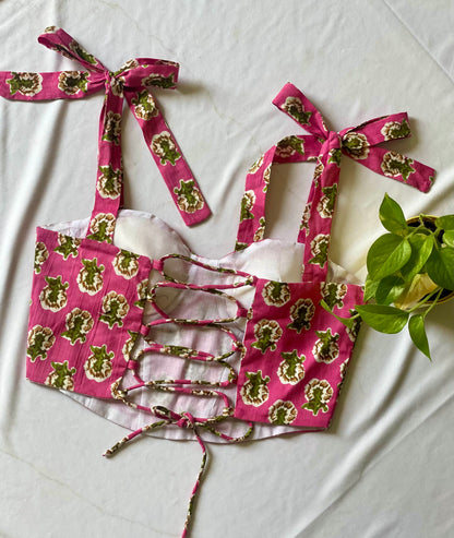 Pink flush corset top