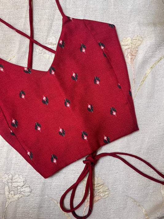 Maroon Ikkat Crop top
