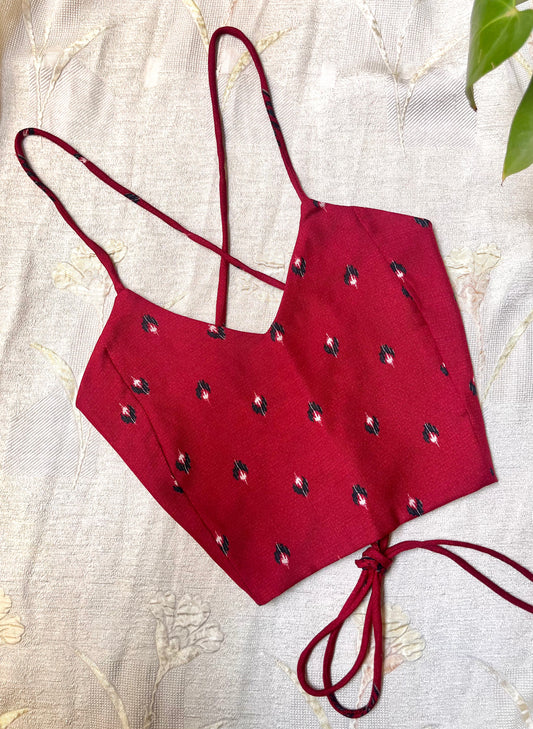 Maroon Ikkat Crop top