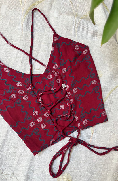 Red Patterned Crop top