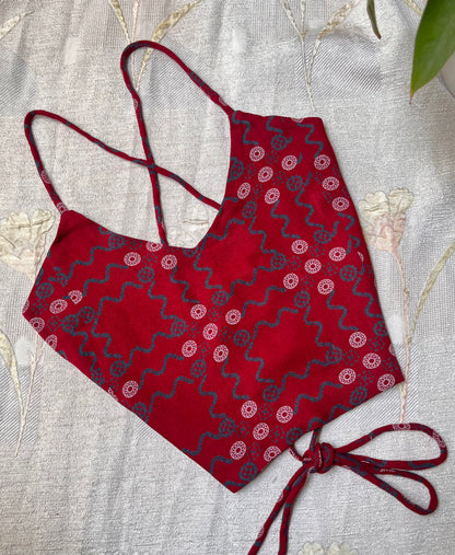 Red Patterned Crop top